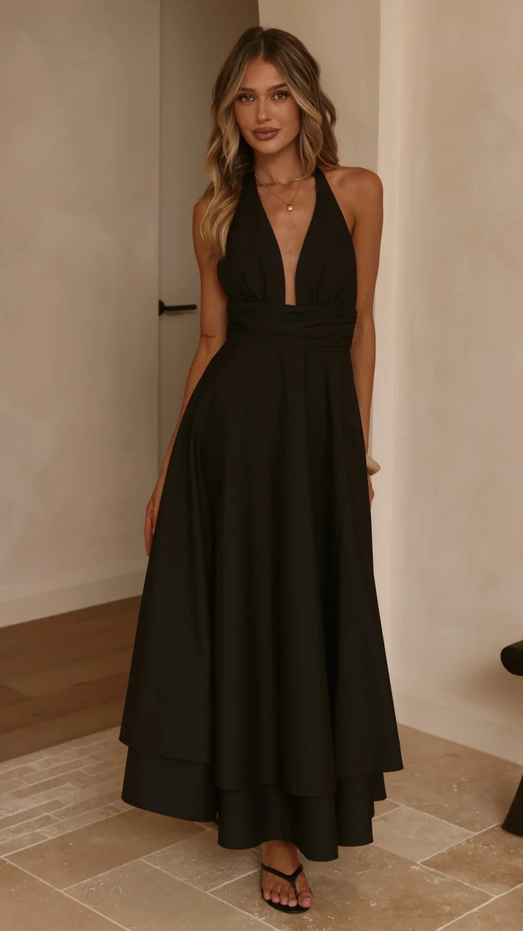 Kathy Halter Neck Maxi Dress Black