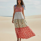 Floral Patchwork Boho Maxi Dress
