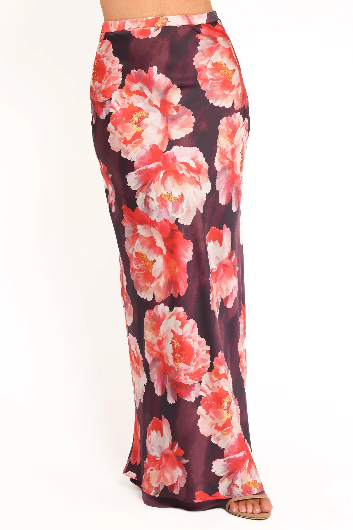 Georgina One Shoulder Skirt Set Burgundy Peony