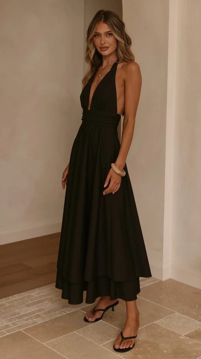 Kathy Halter Neck Maxi Dress Black