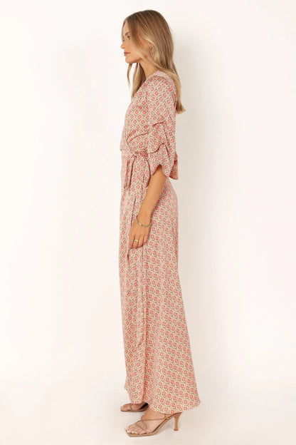 Margot Wrap Maxi Dress Orange Print