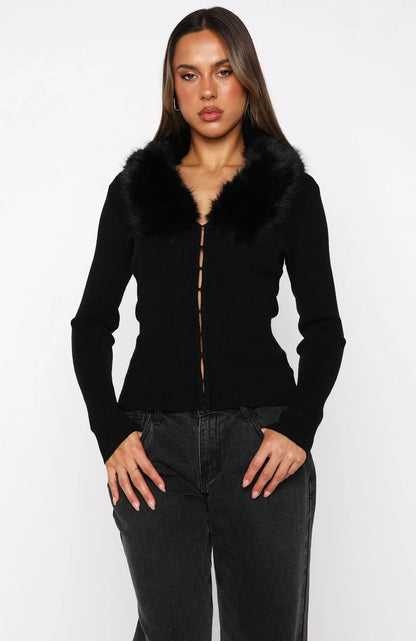 All Bundled Up Knit Cardigan Black