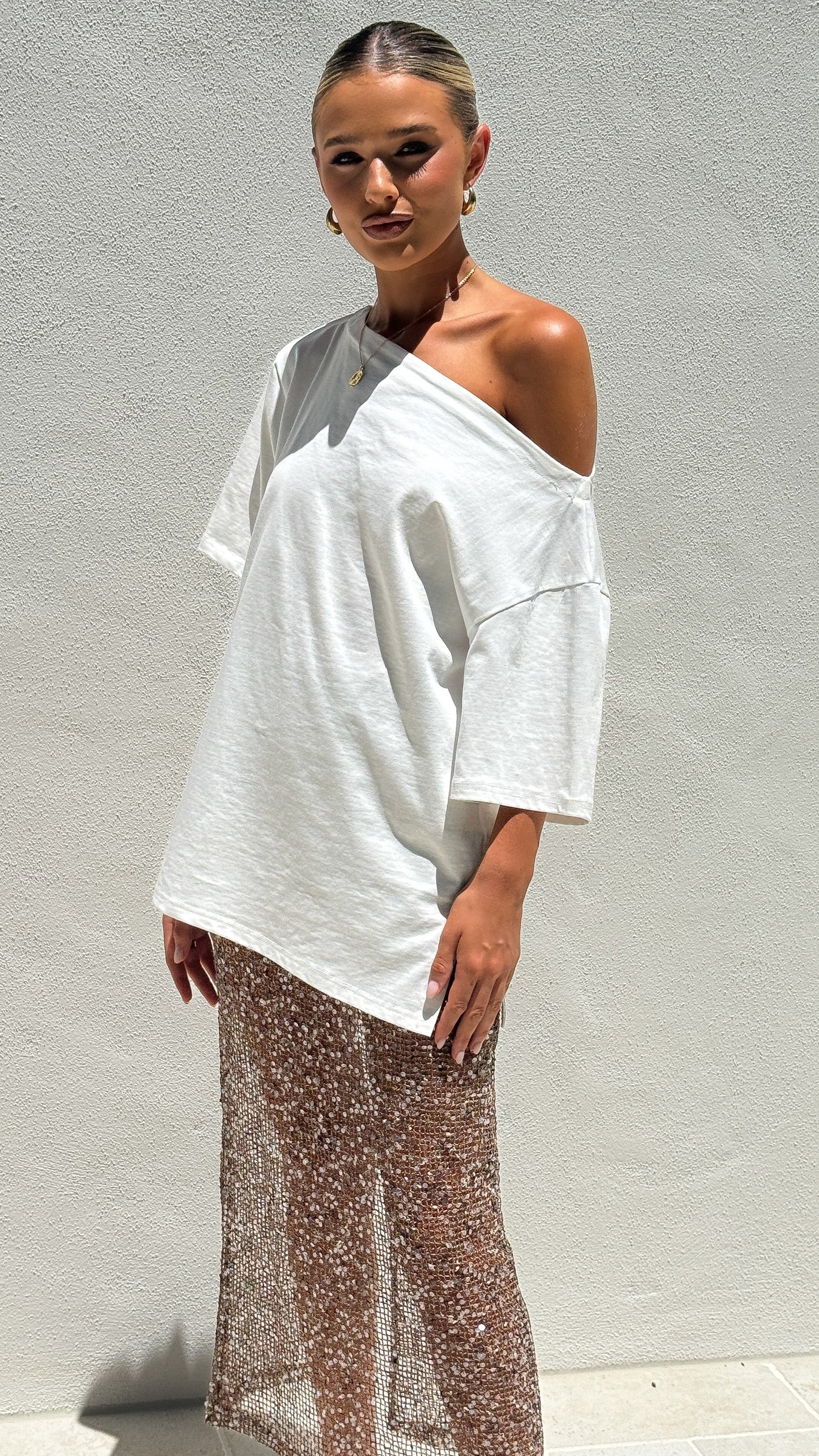 Verlo Sequins Maxi Skirt Mocha