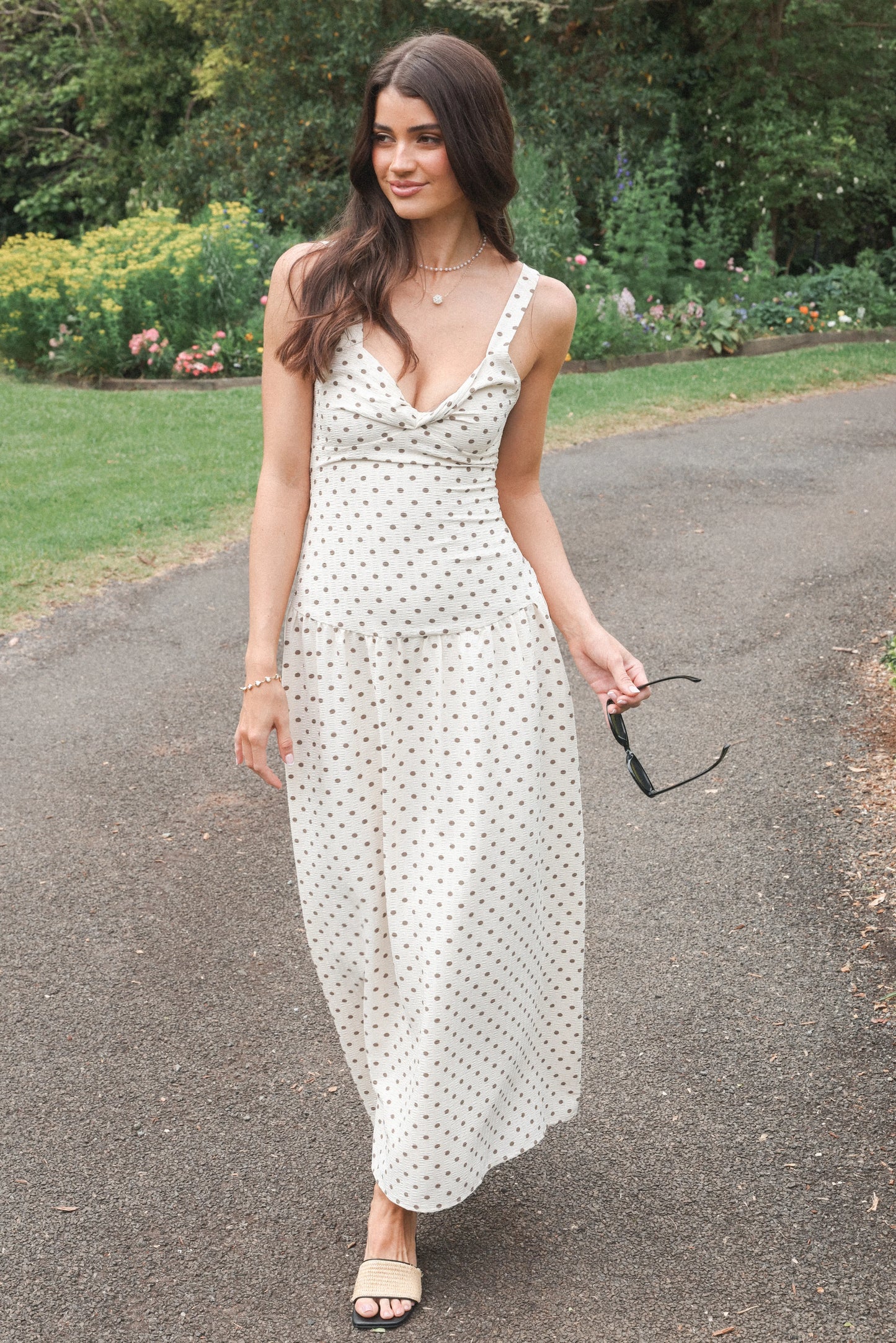Sophina Midi Dress Brown Polka Dot