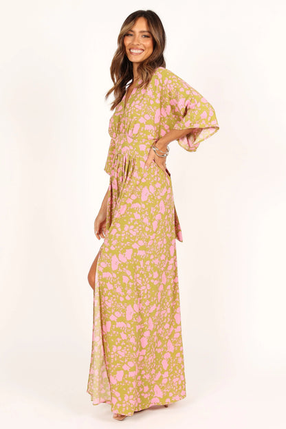 Fran Maxi Dress Green Pink