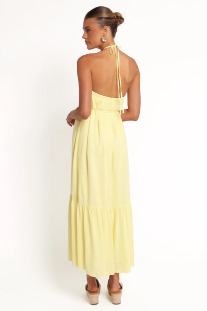 View Halterneck Maxi Dress Lemon