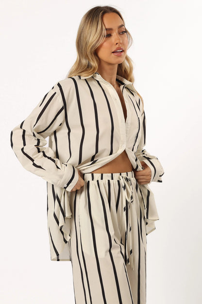 Silvia Button Down Shirt Cream Stripe