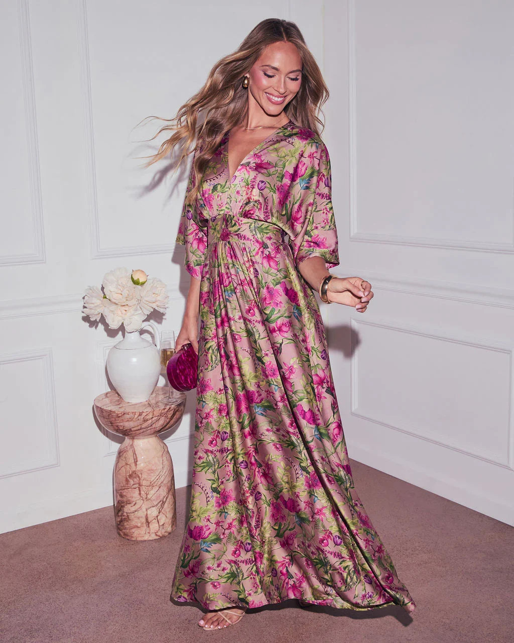 Significant Other Satin Floral Maxi Dress