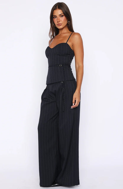 High Line Pants Navy Pinstripe
