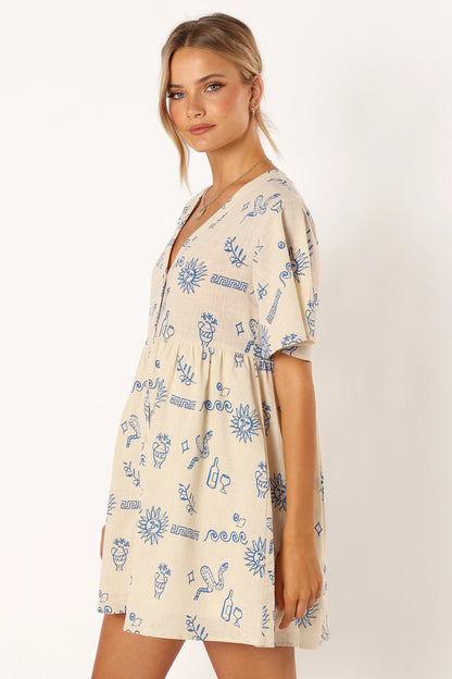 Elias Mini Dress Beige Blue
