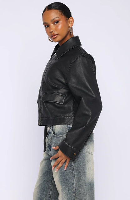 I Know Love PU Jacket Black