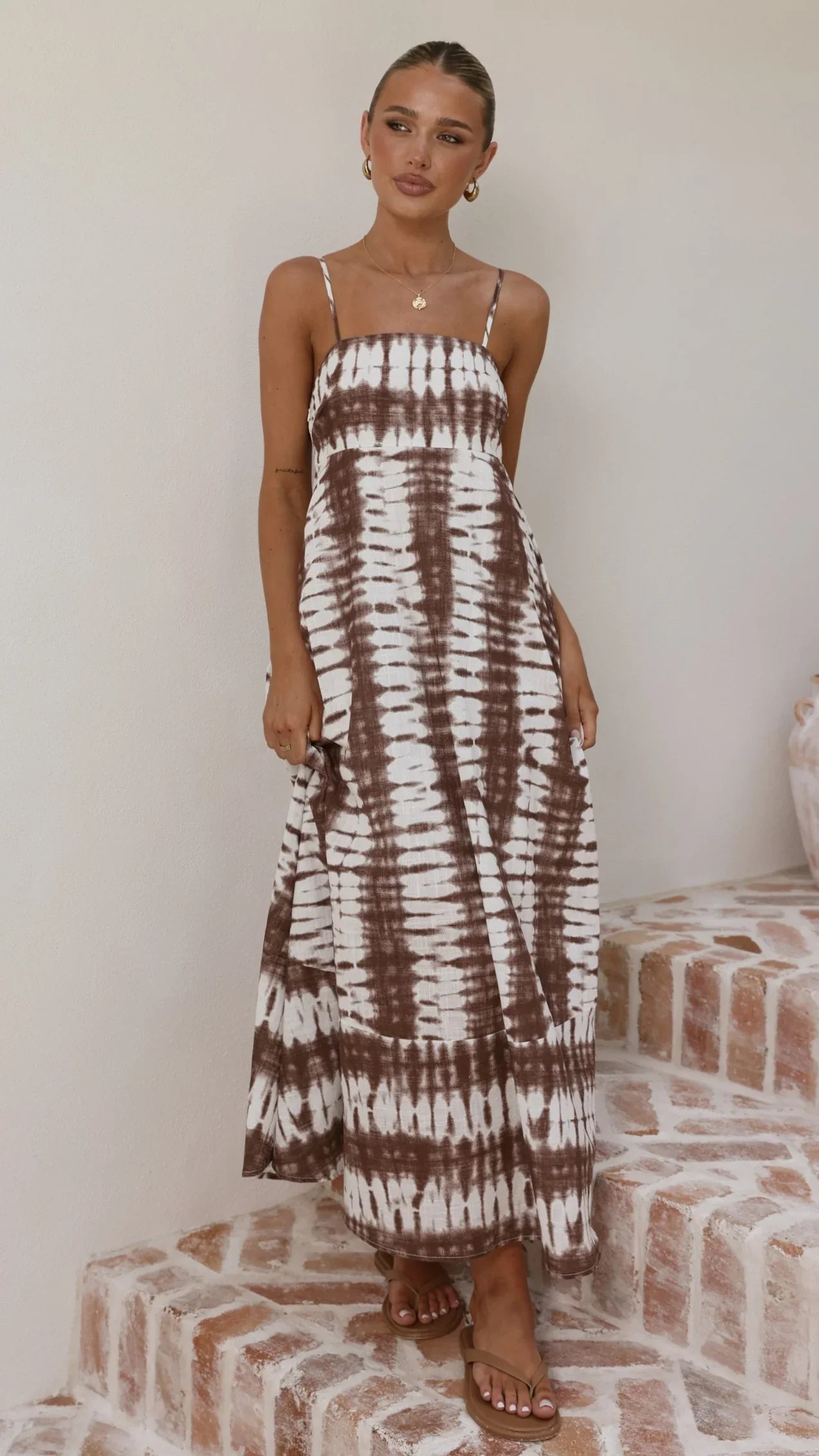 Marcel Maxi Dress Chocolate Tie Dye