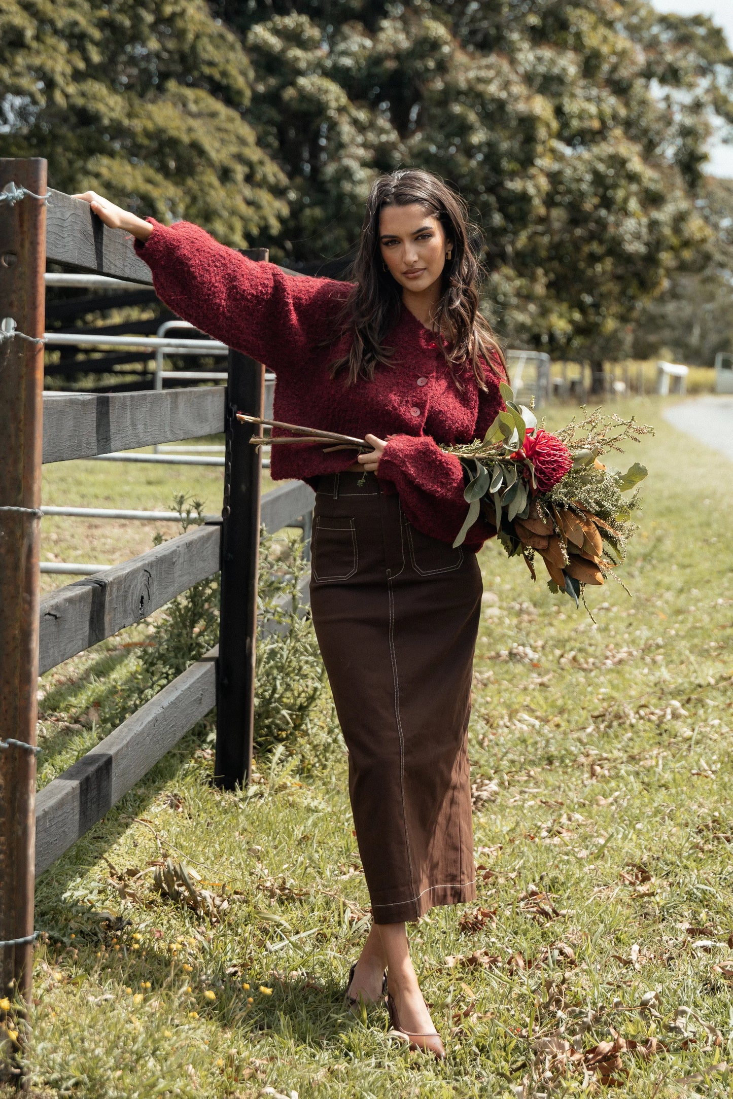 Nikko Midi Skirt Chocolate Brown