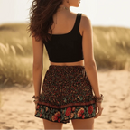 Midnight Meadow Boho Floral Shorts