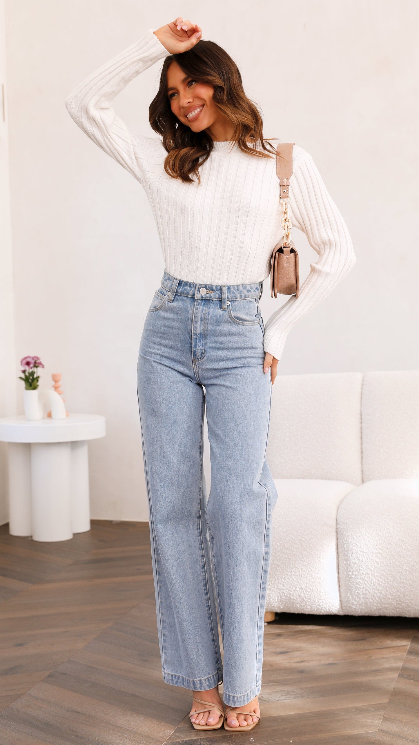Imogen Long Sleeve Knit Crop White