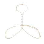 Boho Pearl Cross Chest Body Chain