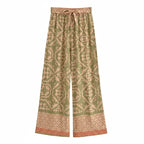 Boho Olive Sage Wide Leg Pants