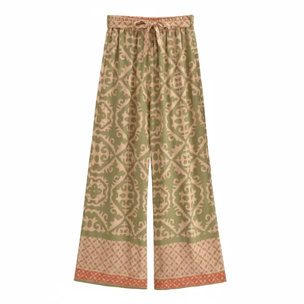 Boho Olive Sage Wide Leg Pants