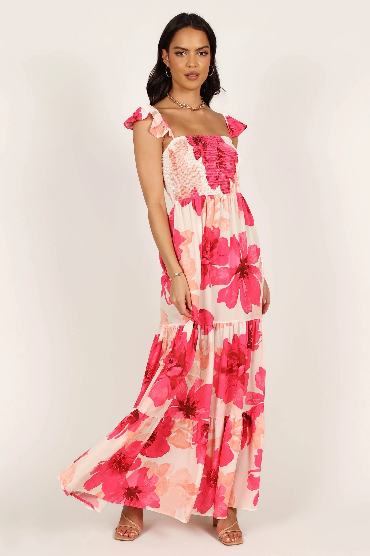 Tilly Shirred Maxi Dress Pink