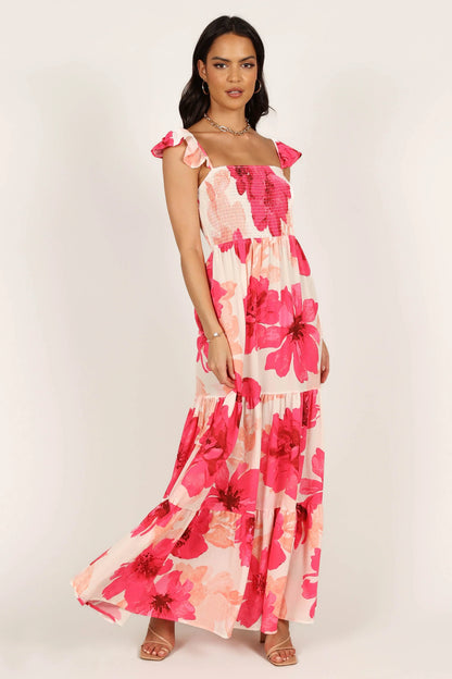 Tilly Shirred Maxi Dress Pink