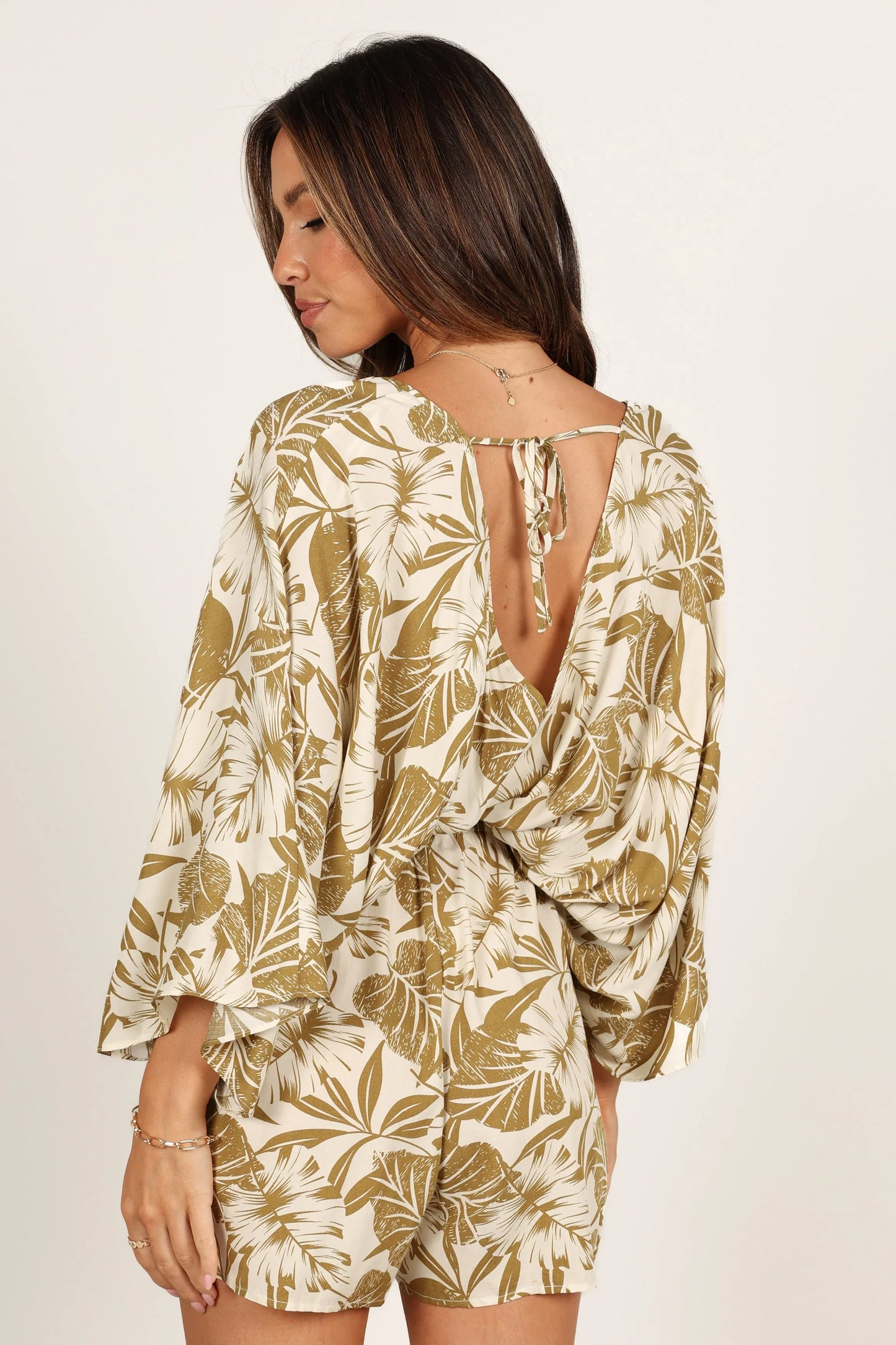 Willa Kimono Sleeve Romper Olive