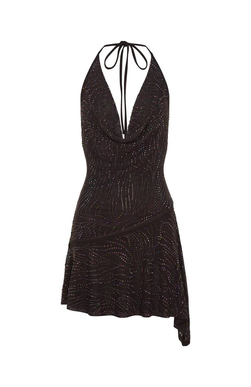 Wild Devotion Embellished Mini Dress Chocolate