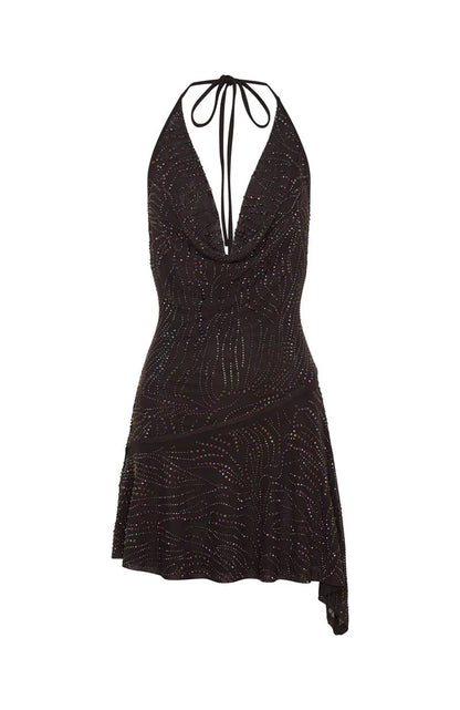 Wild Devotion Embellished Mini Dress Chocolate