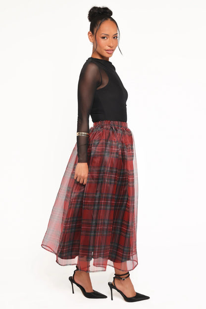 Bonita Midi Skirt Red Plaid