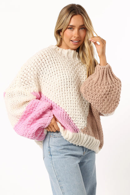 Koda Pattern Knit Sweater Pink Multi