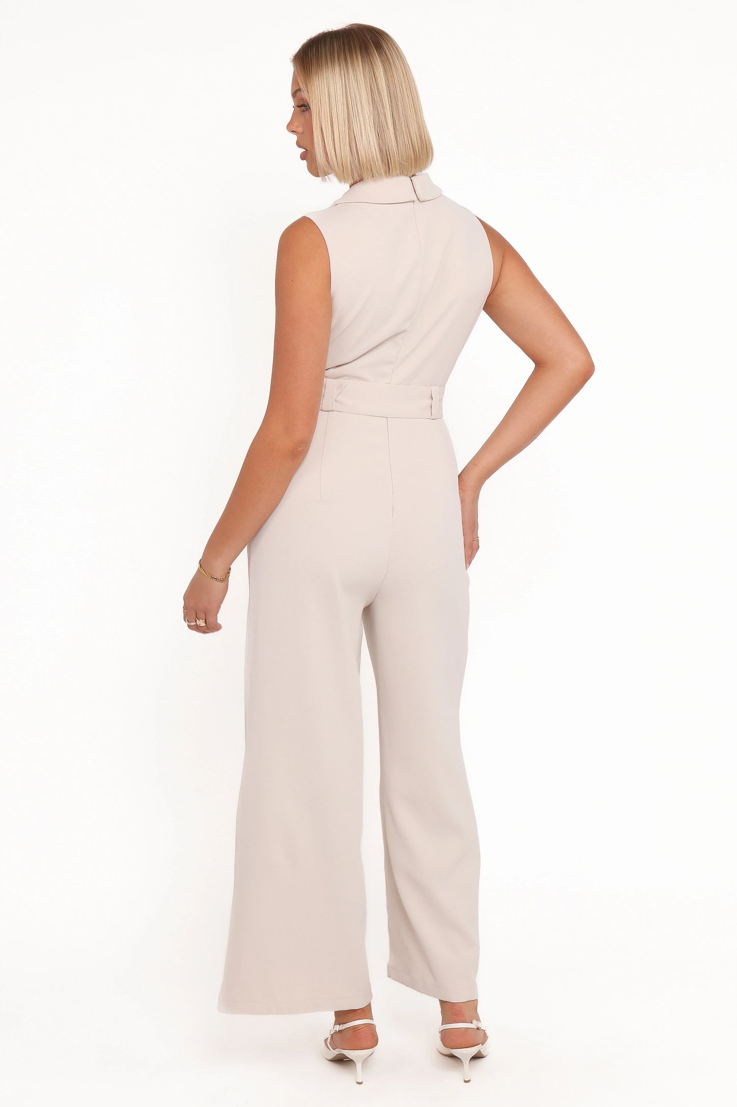 Sienna Belted Jumpsuit Beige
