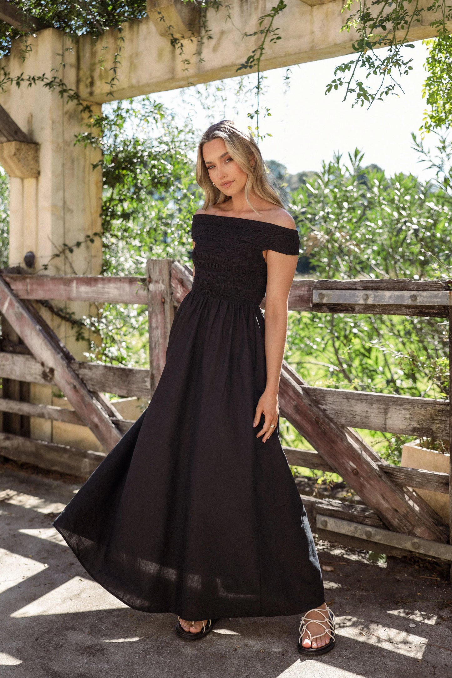 Tessa Off Shoulder Maxi Dress Black