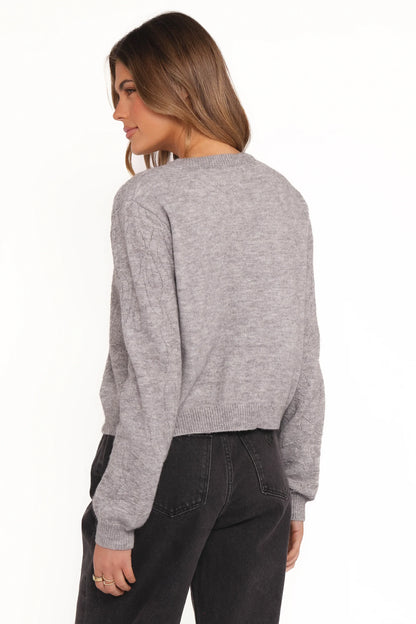 Fauna Tonal Floral Cardigan Heather Grey