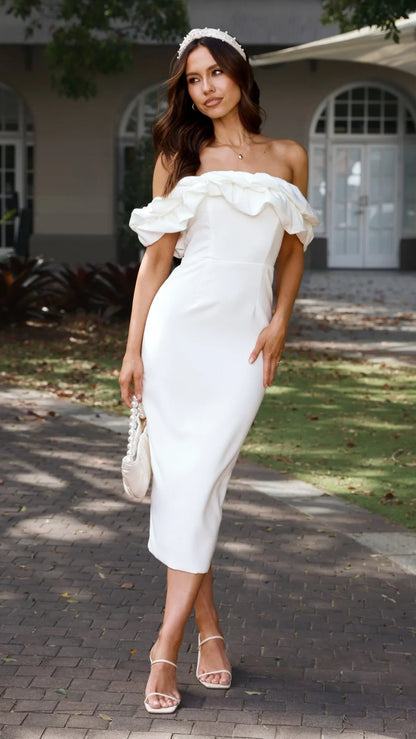 Bernadette Midi Dress White
