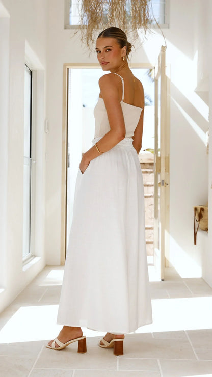 Avery Wide Leg Pants White