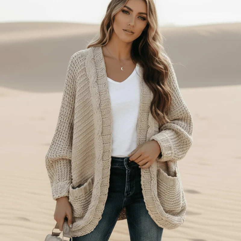 Boho Oversized Knit Cardigan with Pockets