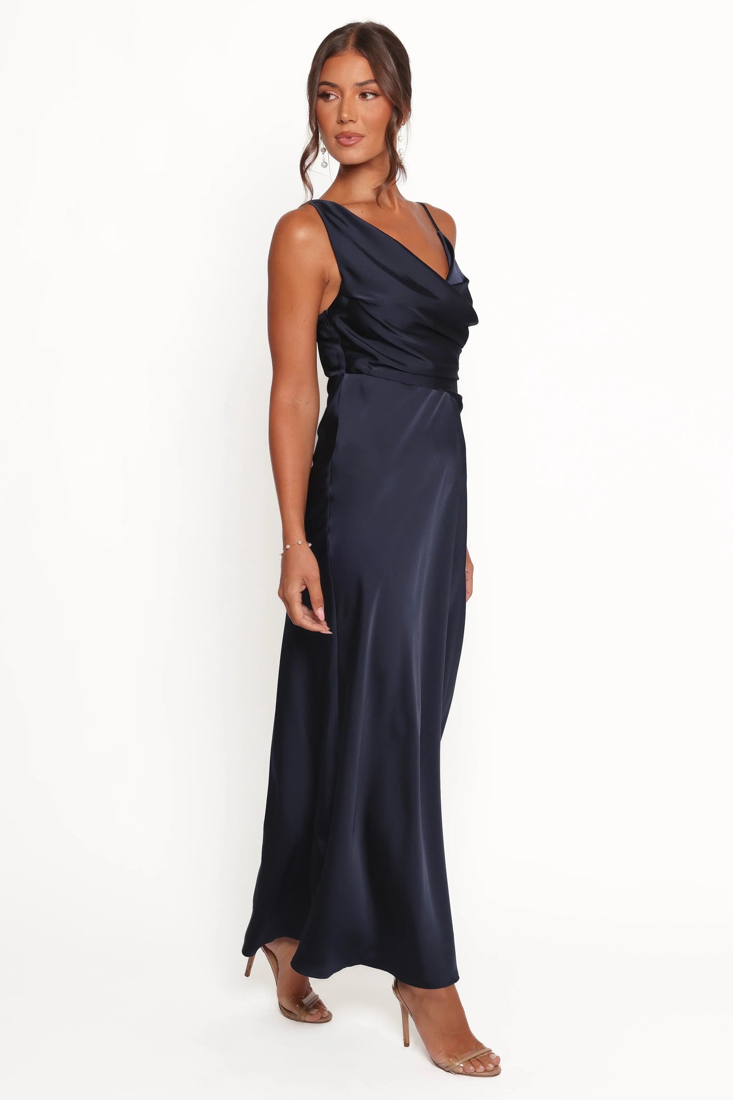 Anela Asymmetric Midi Dress Navy