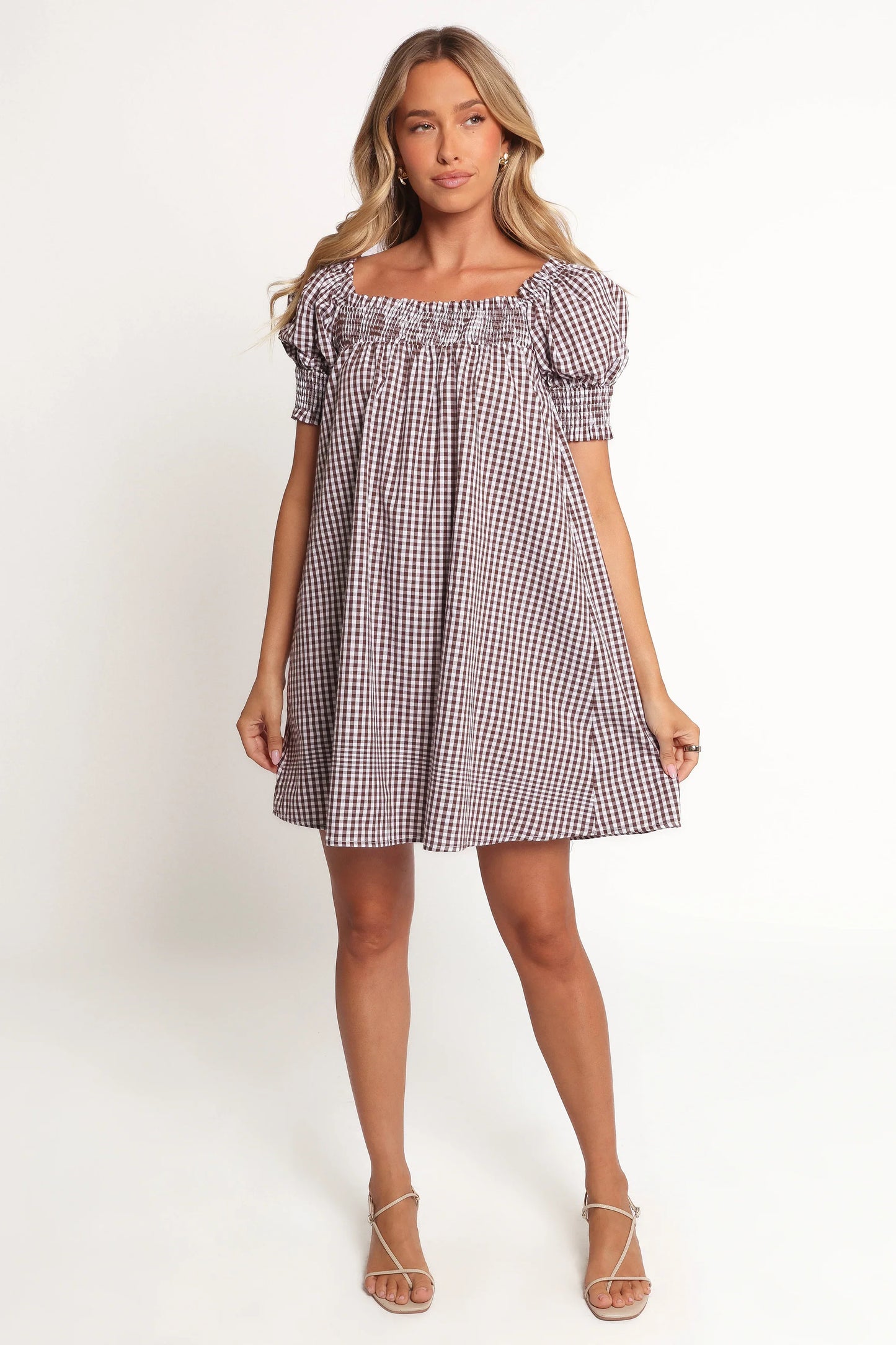 Kennedy Smock Mini Dress Chocolate Gingham