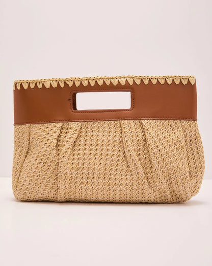 Coastal Canvas Woven Straw Clutch