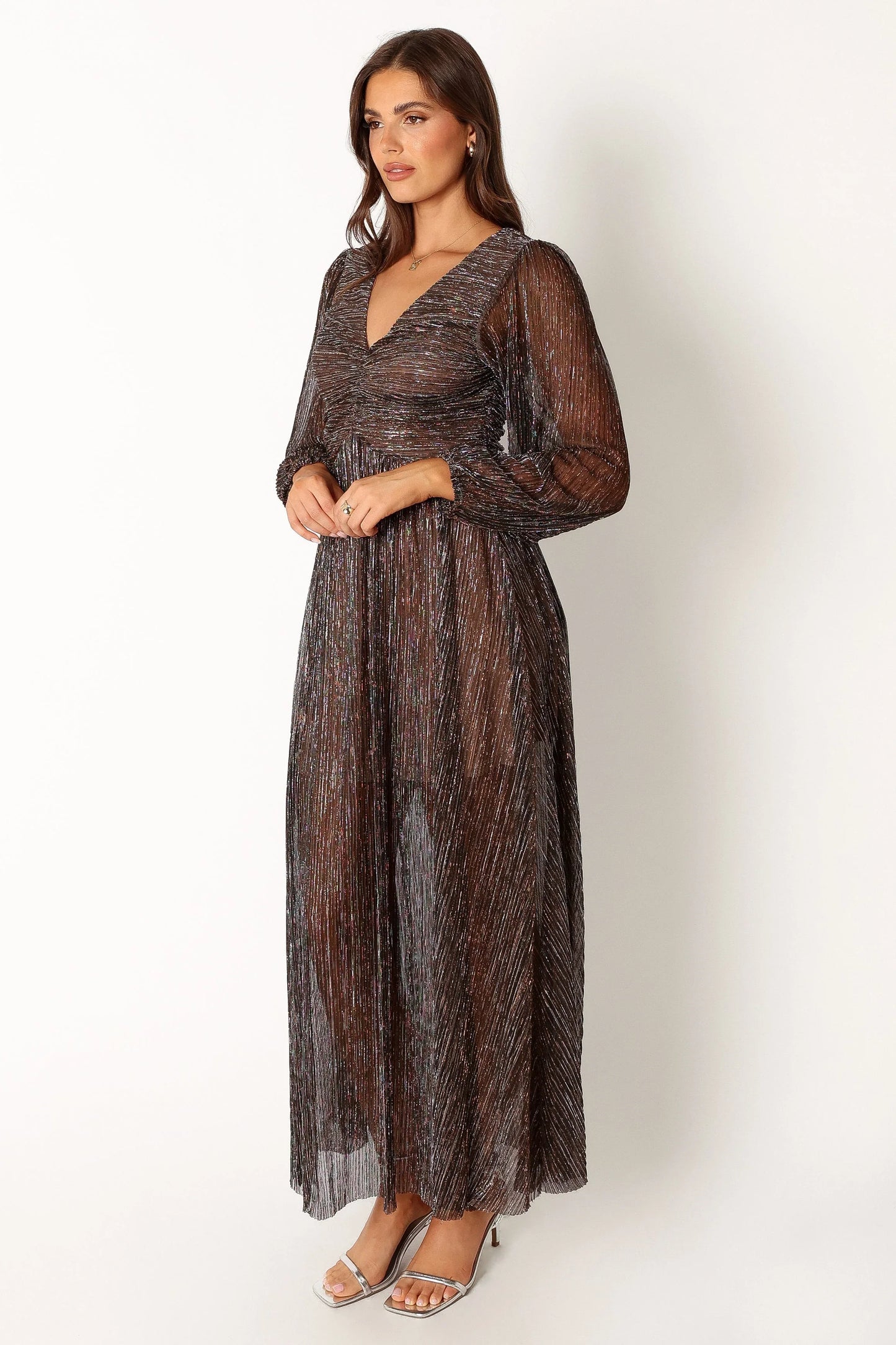 Lustre Long Sleeve Midi Dress Bronze