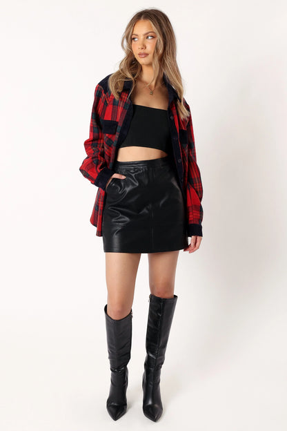 Lucille Plaid Shacket Red Navy