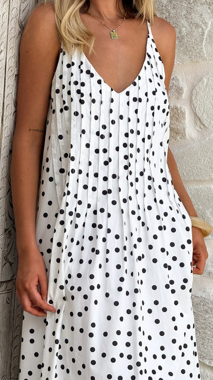 Dimmi Maxi Dress White Black Polka