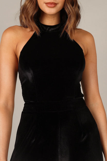 Aria Velvet Jumpsuit Black