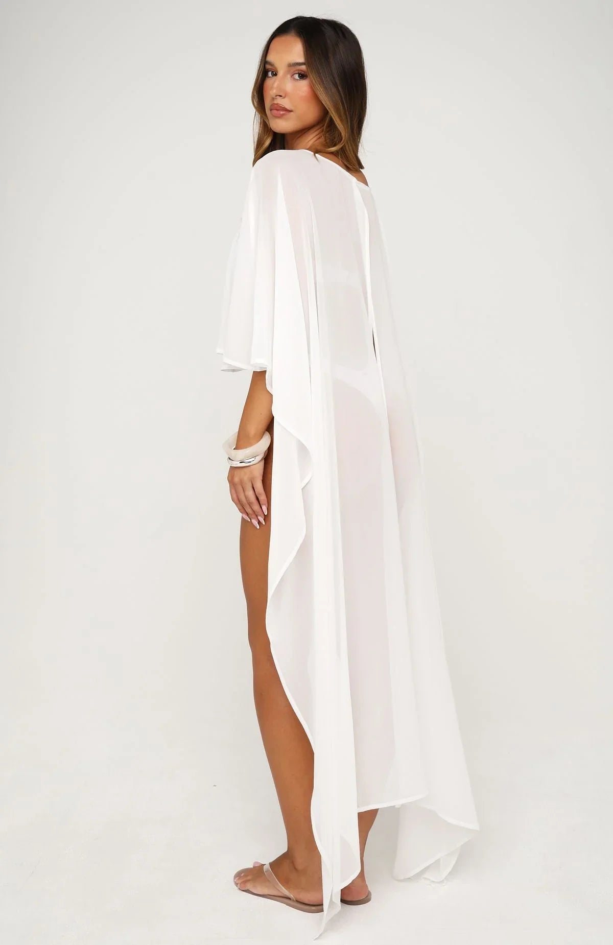 Aura Mist Poncho Top Off White