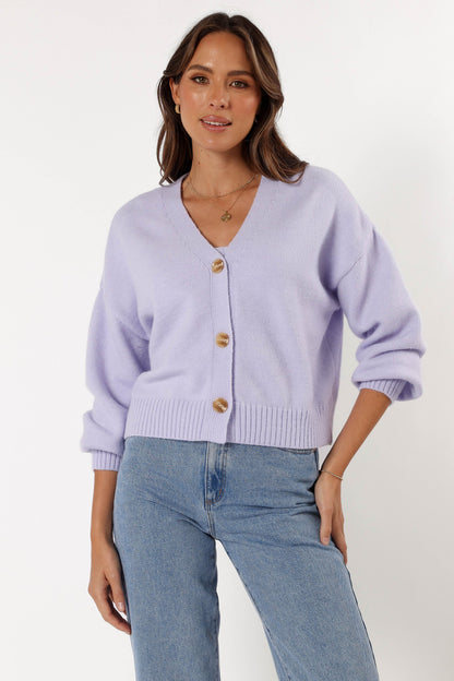 Isabel Button Front Cardigan Lilac