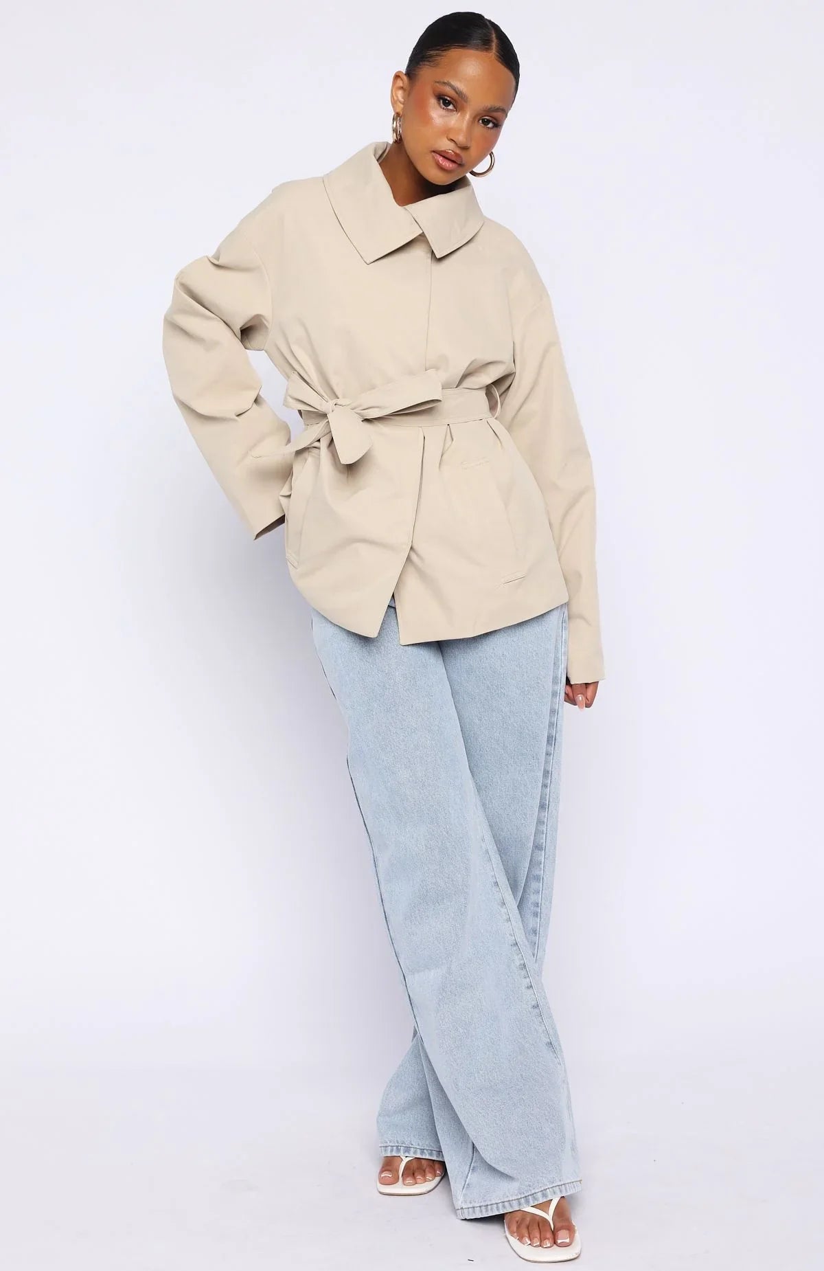 Could Touch Cropped Trench Jacket Sand