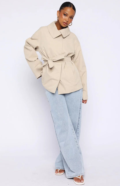 Could Touch Cropped Trench Jacket Sand