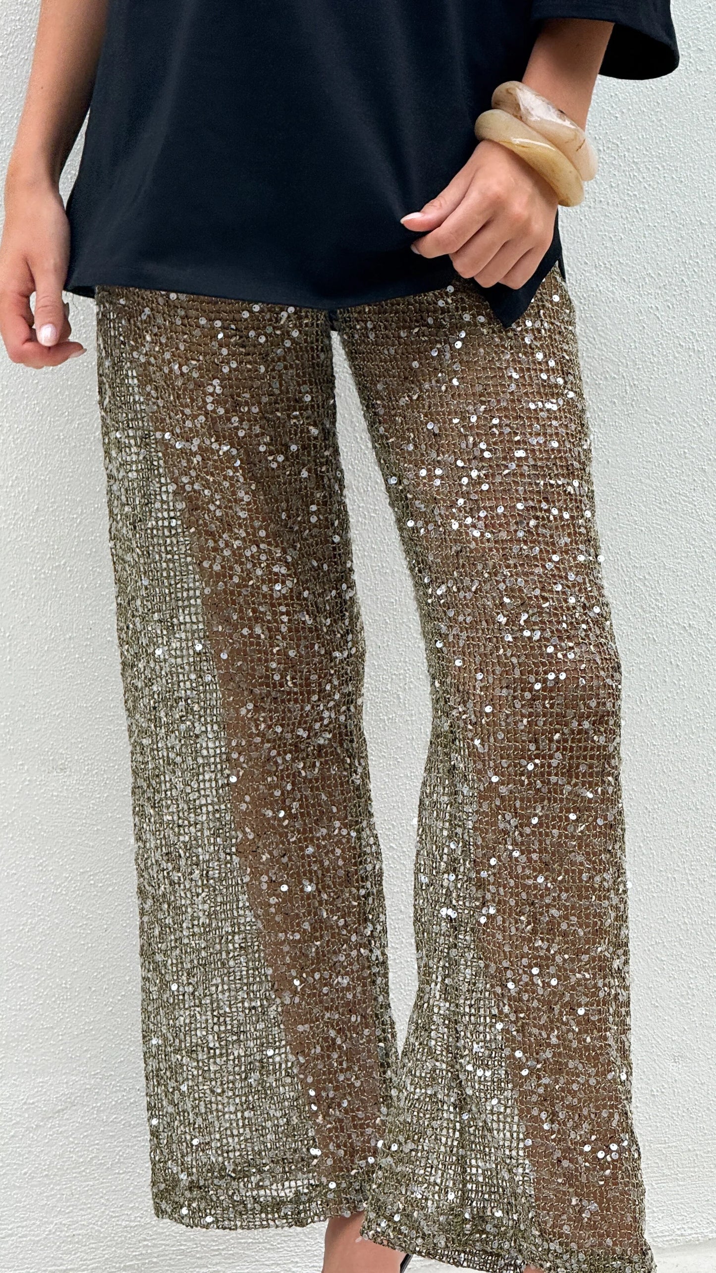 Zinnia Sequins Pant Khaki