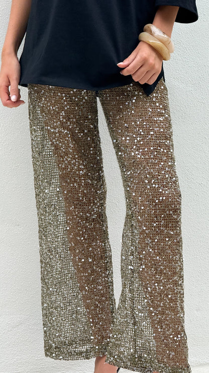 Zinnia Sequins Pant Khaki