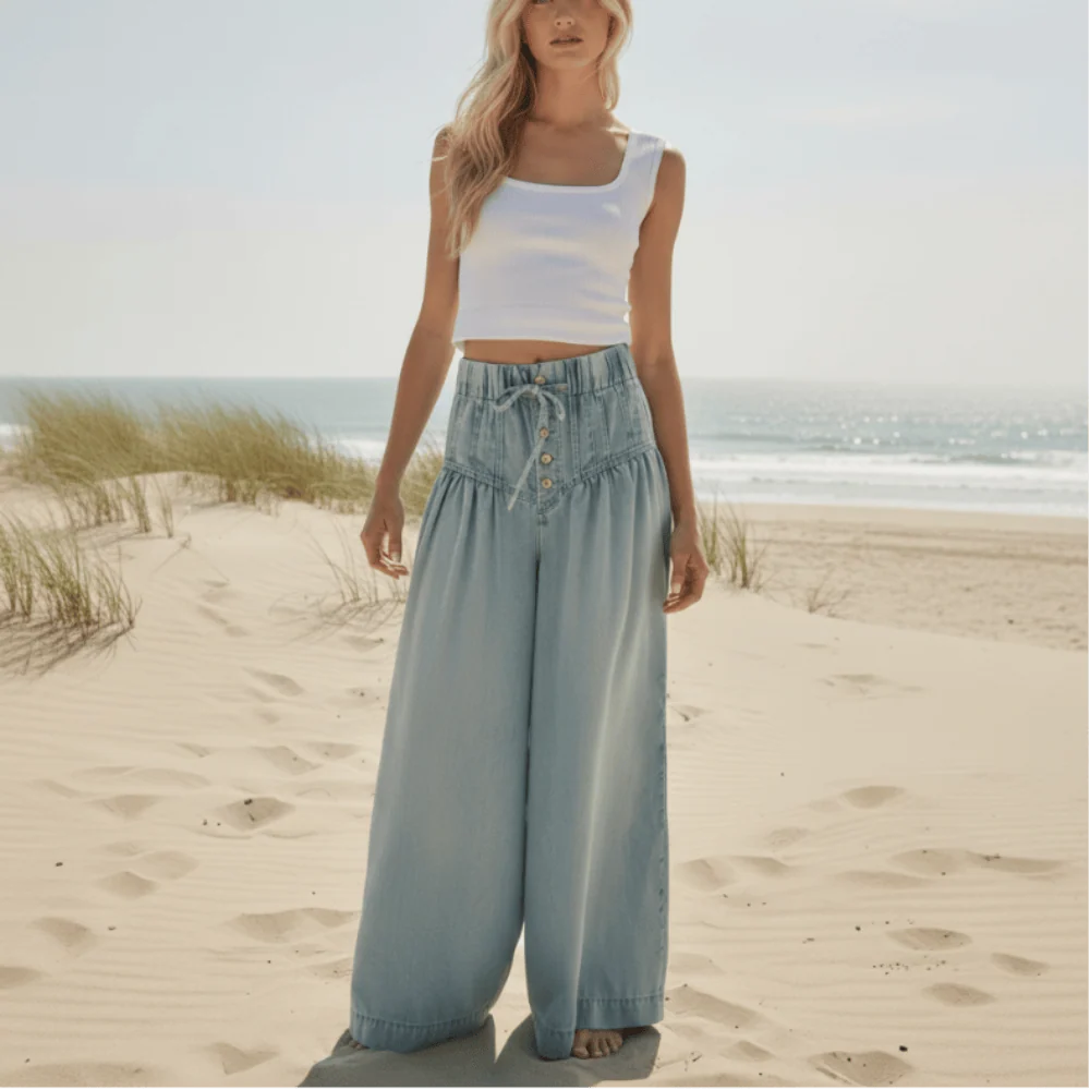 Boho Wide Leg Palazzo Jeans