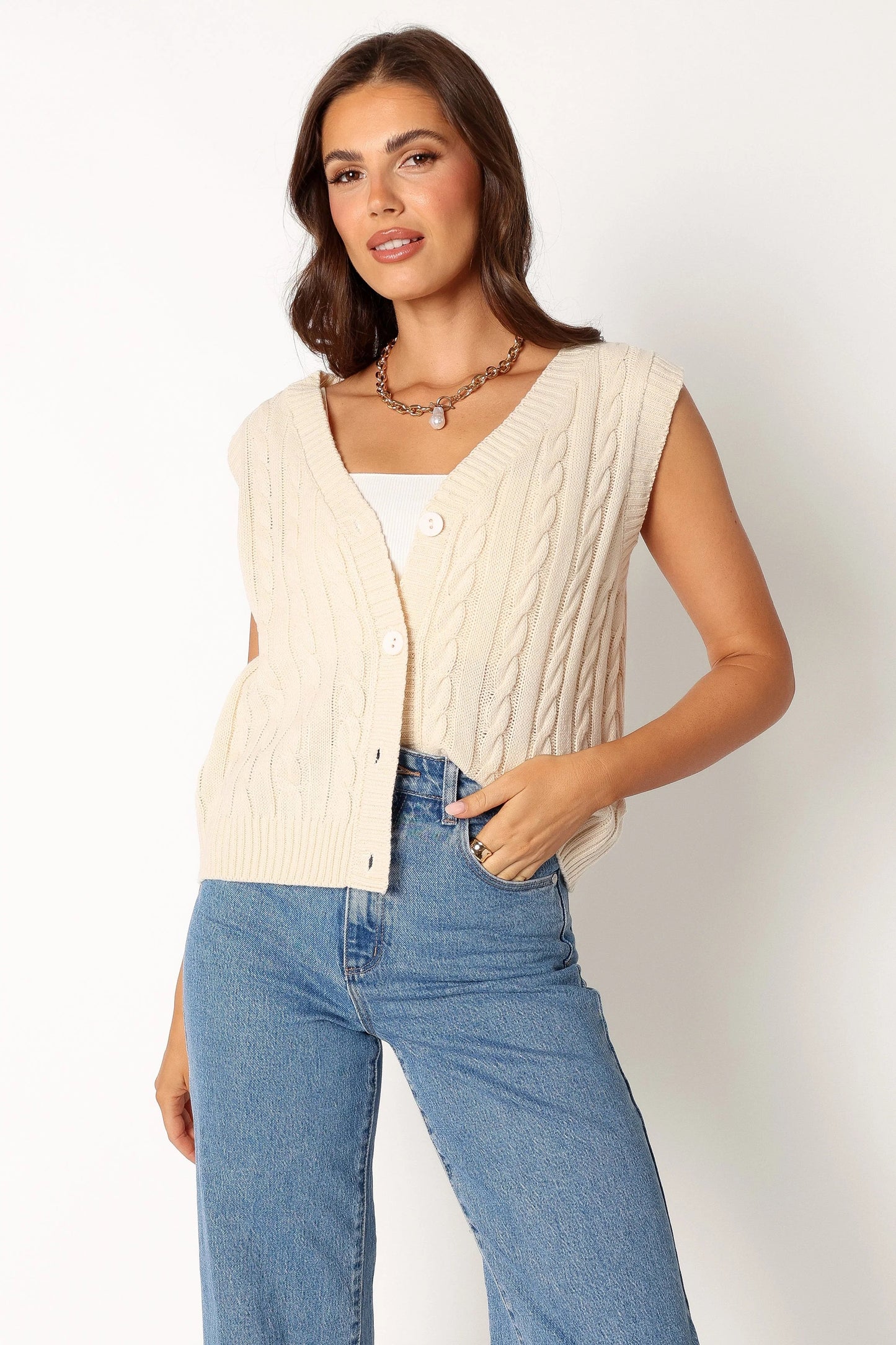 Kyle Knit Vest Cream